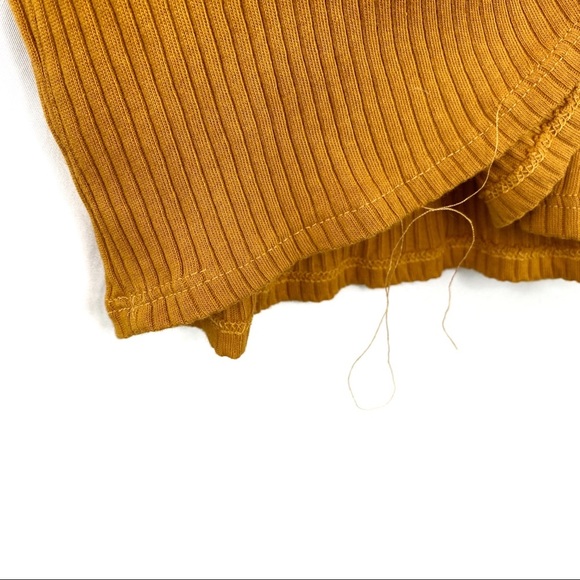 5/$25 Zara Lace Up Mustard Tee M - Picture 5 of 6